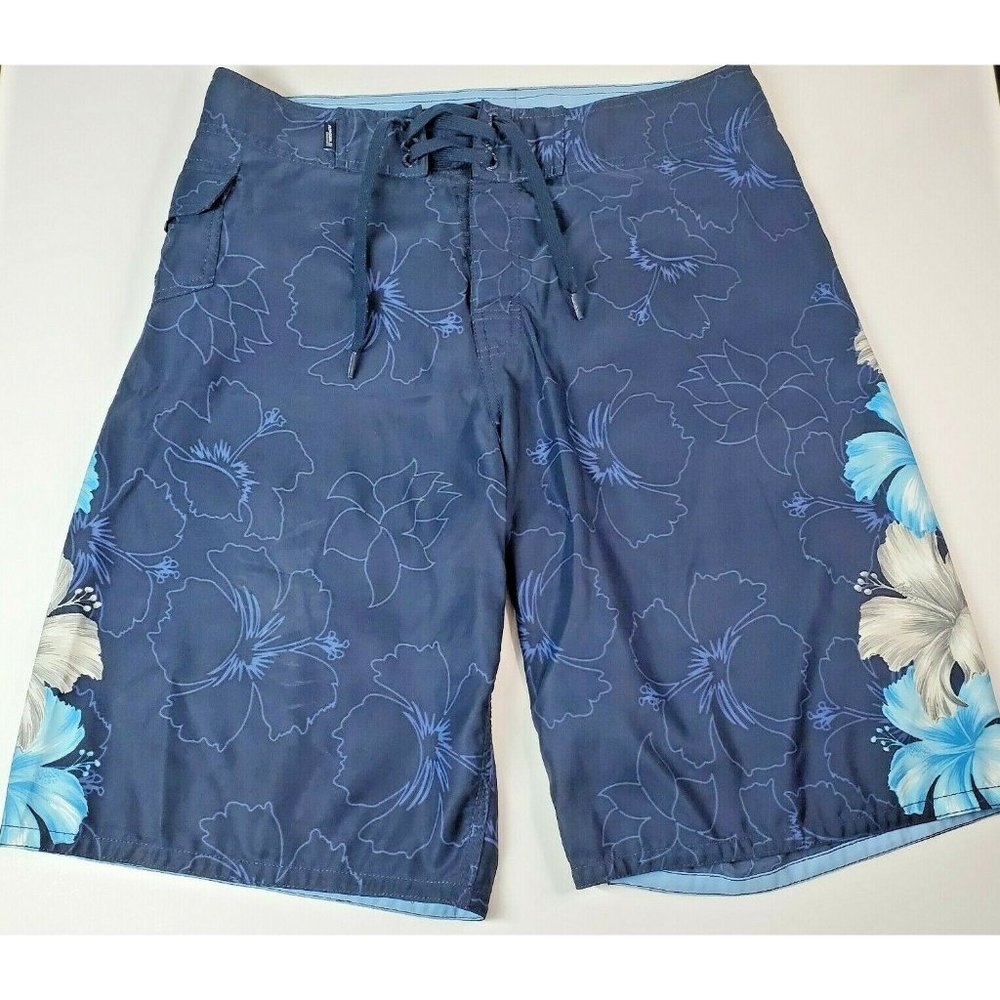 Rip Curl Boardwalk Men's Navy Blue Board Shorts w/Tropical Floral Design Size 33